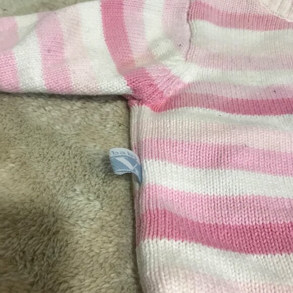 Baby V Pink & White Striped Knit Cardigan 0/3 Months 100% Cotton - Picture 7 of 8